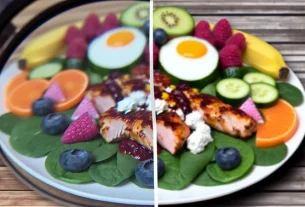 alt_text: A split image illustrating Intermittent Fasting with meal timings and OMAD's vibrant single meal.
