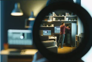 alt_text: Cozy home office with a user setting up a VMware ESXi server, multiple monitors, and tech gadgets.