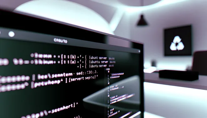 alt_text: Modern workspace featuring Ubuntu terminal, code snippets, and server icons for a setup guide.