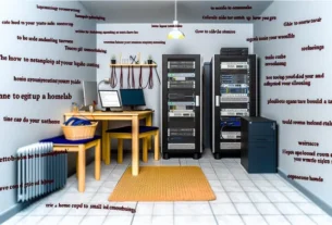 alt_text: Book cover showing a modern homelab setup with tech equipment, tips, and a welcoming workspace.