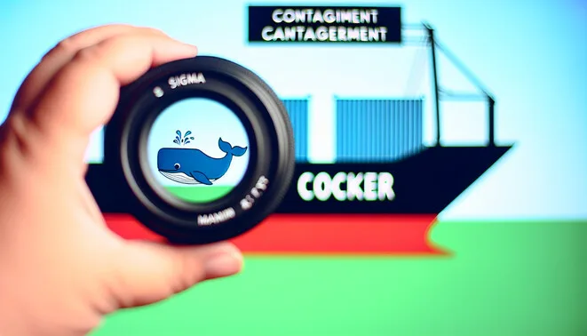 alt_text: Docker whale symbolizes containerization amid a tech backdrop and vibrant colors for management cover.
