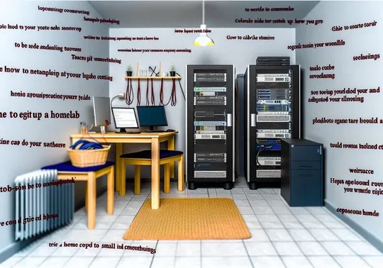 alt_text: Book cover showing a modern homelab setup with tech equipment, tips, and a welcoming workspace.