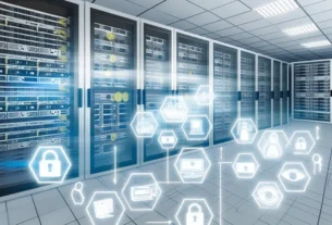 alt_text: A sleek homelab with servers and security icons, emphasizing best practices for tech safety.