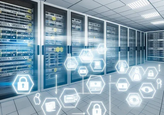 alt_text: A sleek homelab with servers and security icons, emphasizing best practices for tech safety.