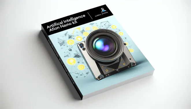 alt_text: Futuristic cover image of Jetson Orin Nano kit, showcasing AI elements and modern design.